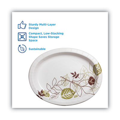 Dixie Pathways Heavyweight Oval Platters, 8.5 x 11, Green/Burgundy, 125/Pack (DXESX11PLPATHPK)