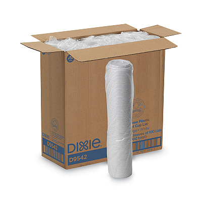 Dixie Dome Drink-Thru Lids, Fits 10 oz to 16 oz Paper Hot Cups, White, 1,000/Carton (DXED9542)
