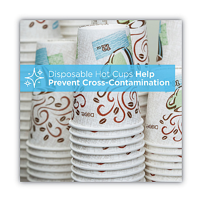 Dixie PerfecTouch Paper Hot Cups and  Lids Combo, 10 oz, Multicolor, 50 Cups/Lids/Pack (DXE5310COMBO600)