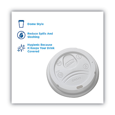 Dixie Dome Drink-Thru Lids, Fits 10 oz to 16 oz Paper Hot Cups, White, 1,000/Carton (DXED9542)