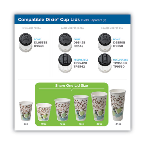 Dixie PerfecTouch Paper Hot Cups and Lids Combo, 12 oz, Multicolor, 50 Cups/Lids/Pack (5342COMBO600)