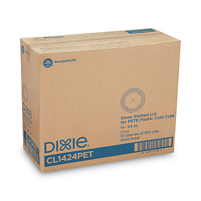 Dixie Cold Drink Cup Lids, Fits 16 oz Plastic Cold Cups, Clear, 100/Sleeve, 10 Sleeves/Carton (DXECL1424PET)