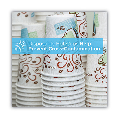 Dixie PerfecTouch Paper Hot Cups and Lids Combo, 10 oz, Multicolor, 50 Cups/Lids/Pack, 6 Packs/Carton (DXE5310CMB600CT)