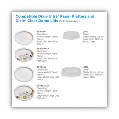 Dixie Pathways Heavyweight Oval Platters, 8.5 x 11, Green/Burgundy, 125/Pack (DXESX11PLPATHPK)
