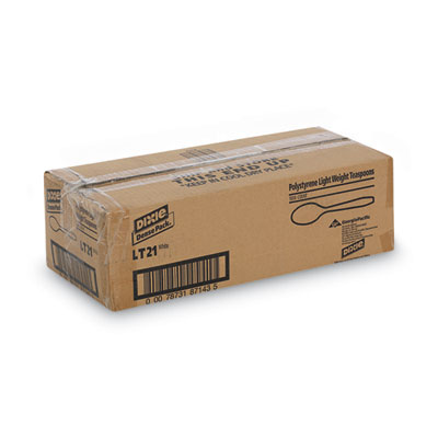 Lightweight Polystyrene Cutlery, Teaspoon, White, 1,000/Carton (DXELT21)