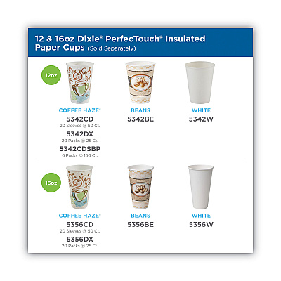 Dixie PerfecTouch Paper Hot Cups and Lids Combo, 12 oz, Multicolor, 50 Cups/Lids/Pack (DXE5342COMBO600)