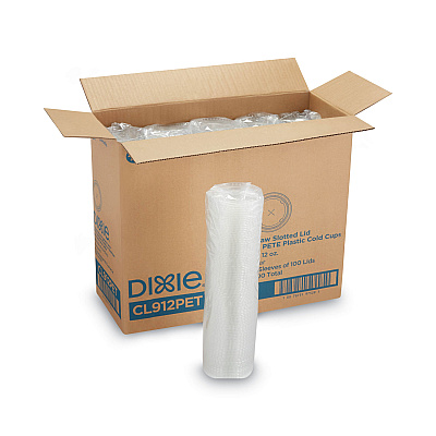 Dixie Cold Drink Cup Lids, Fits 9 oz to 12 oz Plastic Cold Cups, Clear, 100/Sleeve, 10 Sleeves/Carton (DXECL912PET)