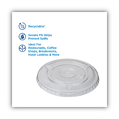 Dixie Cold Drink Cup Lids, Fits 9 oz to 12 oz Plastic Cold Cups, Clear, 100/Sleeve, 10 Sleeves/Carton (DXECL912PET)