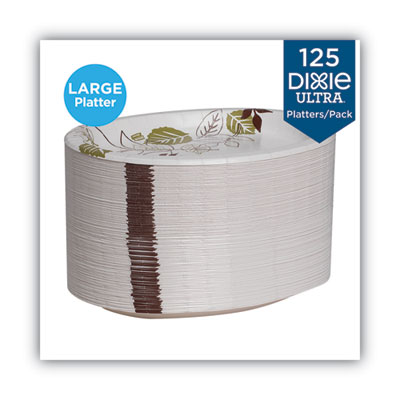 Dixie Pathways Heavyweight Oval Platters, 8.5 x 11, Green/Burgundy, 125/Pack (DXESX11PLPATHPK)