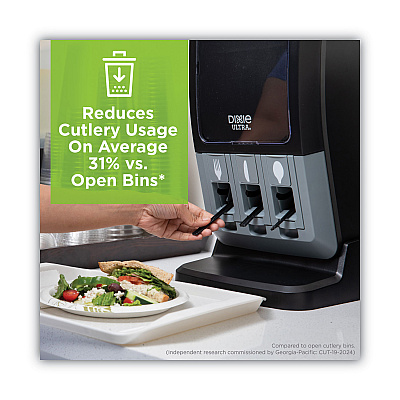 Dixie SmartStock Tri-Tower Dispenser, Forks/Knives/Spoons, 13.16 x 16.07 x 31.03, Black/Gray (DXEDUSSTDSP3)