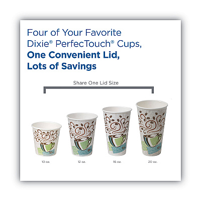 Dixie Dome Drink-Thru Lids, Fits 10 oz to 16 oz Paper Hot Cups, White, 1,000/Carton (DXED9542)