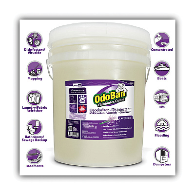 OdoBan Concentrated Odor Eliminator and Disinfectant, Lavender Scent, 5 gal Pail (ODO9111625G)
