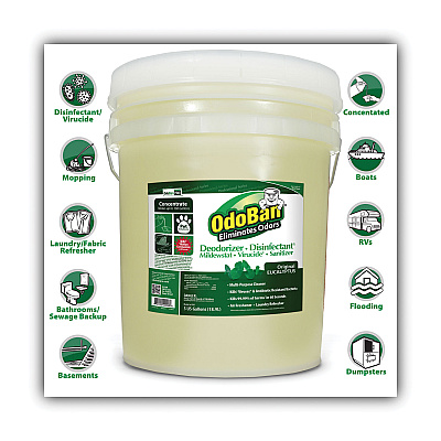 OdoBan Concentrated Odor Eliminator and Disinfectant, Eucalyptus, 5 gal Pail (ODO9110625G)