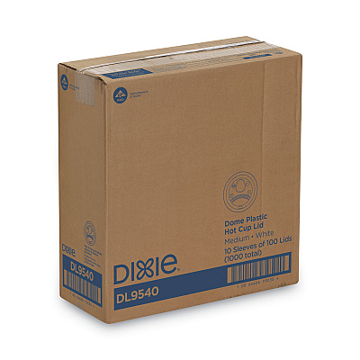 Dixie Sip-Through Dome Hot Drink Lids, Fits 10 oz Cups, White, 100/Pack (DXEDL9540)