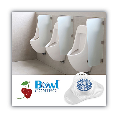OdoBan Urinal Screen with Non-Para Deodorizer Block, Cherry Scent, White/Blue, 12/Carton (ODO95896212)