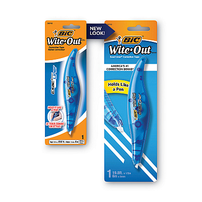 BIC Wite-Out Brand Exact Liner Correction Tape, Non-Refillable, Blue Applicator, 0.2" x 236" (BICWOELP11)
