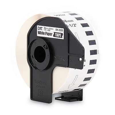 Brother Continuous Paper Label Tape, 1.5" x 100 ft, Black/White (BRTDK2225)