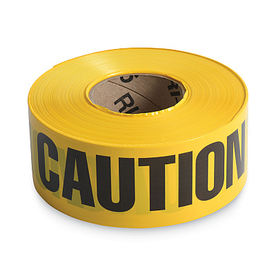 Tatco Caution Barricade Safety Tape, 3" x 1,000 ft, Black/Yellow (TCO10700)