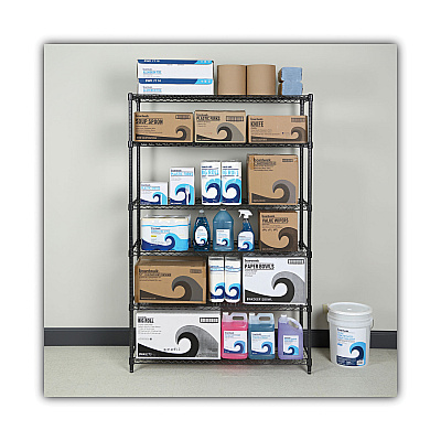 Alera NSF Certified 6-Shelf Wire Shelving Kit, 48w x 18d x 72h, Black Anthracite (ALESW664818BA)