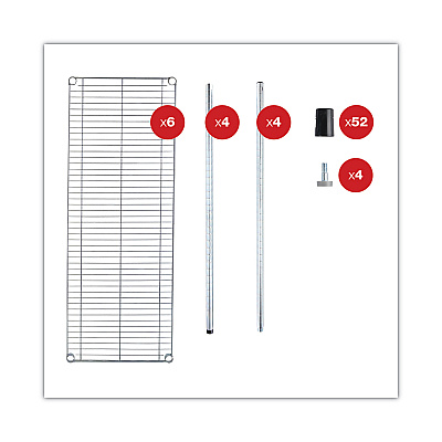 Alera NSF Certified 6-Shelf Wire Shelving Kit, 48w x 18d x 72h, Silver (ALESW664818SR)