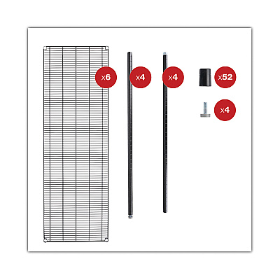 Alera NSF Certified 6-Shelf Wire Shelving Kit, 48w x 18d x 72h, Black Anthracite (ALESW664818BA)