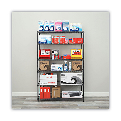 Alera NSF Certified 6-Shelf Wire Shelving Kit, 48w x 18d x 72h, Black Anthracite (ALESW664818BA)