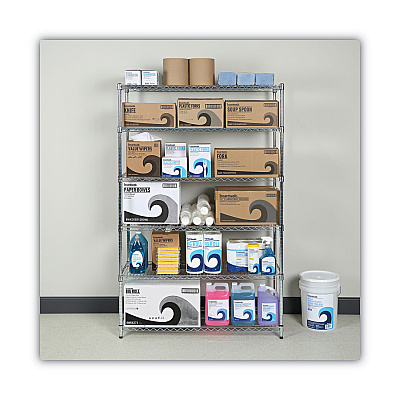 Alera NSF Certified 6-Shelf Wire Shelving Kit, 48w x 18d x 72h, Silver (ALESW664818SR)