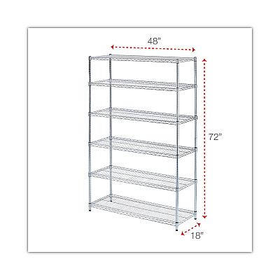 Alera NSF Certified 6-Shelf Wire Shelving Kit, 48w x 18d x 72h, Silver (ALESW664818SR)