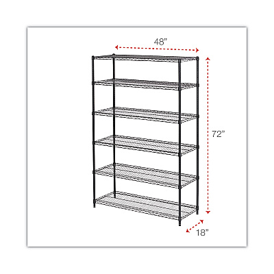 Alera NSF Certified 6-Shelf Wire Shelving Kit, 48w x 18d x 72h, Black Anthracite (ALESW664818BA)