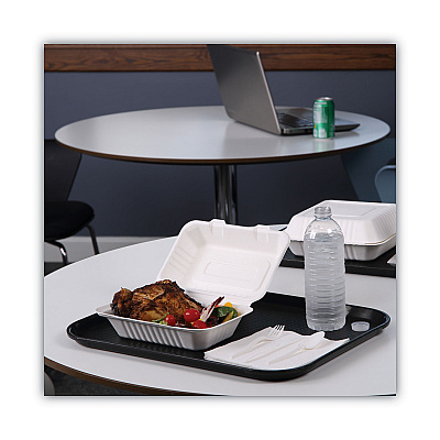 Boardwalk Bagasse Food Containers, Hinged-Lid, 1-Compartment 9 x 6 x 3.19, White, Sugarcane, 125/Sleeve, 2 Sleeves/Carton (BWKHINGEWFHG1C9)