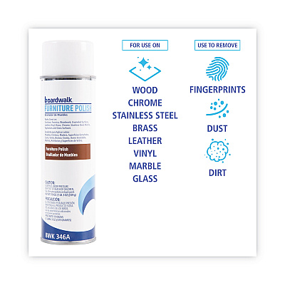 Boardwalk Furniture Polish, Lemon, 19 oz Aerosol Spray, 12/Carton (BWK346ACT)