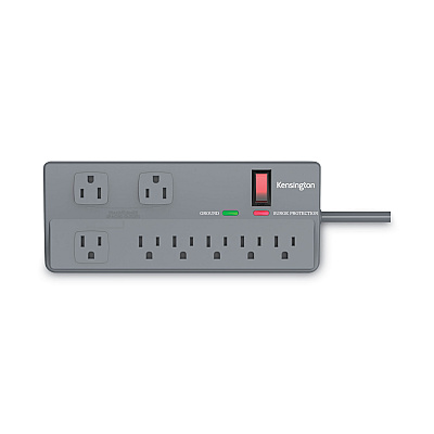 Kensington Guardian Premium Surge Protector, 8 AC Outlets, 6 ft Cord, 1,080 J, Gray (KMW38218)