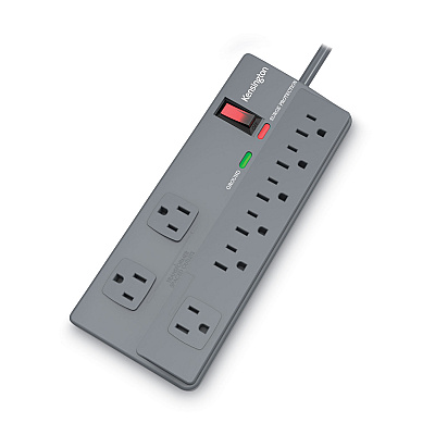 Kensington Guardian Premium Surge Protector, 8 AC Outlets, 6 ft Cord, 1,080 J, Gray (KMW38218)