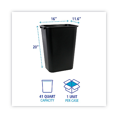 Boardwalk Soft-Sided Wastebasket, 41 qt, Plastic, Black (BWK41QTWBBLA)
