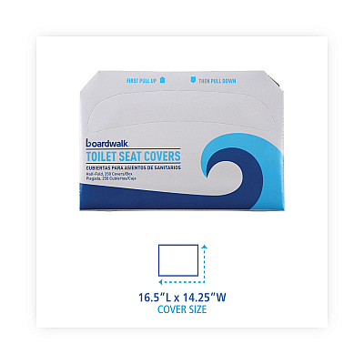 Boardwalk Premium Half-Fold Toilet Seat Covers, 14.17 x 16.73, White, 250 Covers/Sleeve, 20 Sleeves/Carton (BWKK5000B)