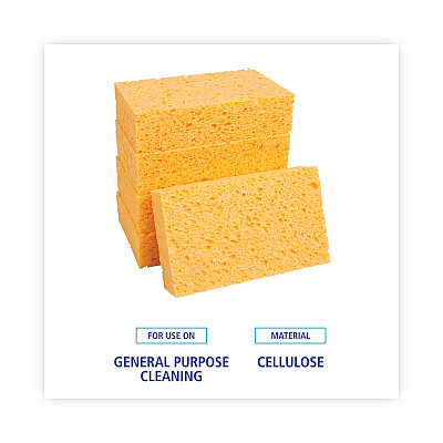 Boardwalk Medium Cellulose Sponge, 3.67 x 6.08, 1.55" Thick, Yellow, 24/Carton (BWKCS2)