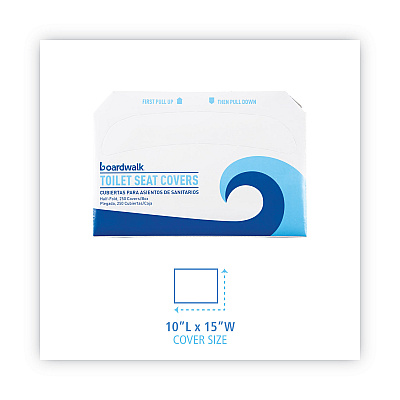 Boardwalk Premium Half-Fold Toilet Seat Covers, 14.17 x 16.73, White, 250 Covers/Sleeve, 10 Sleeves/Carton (BWKK2500B)