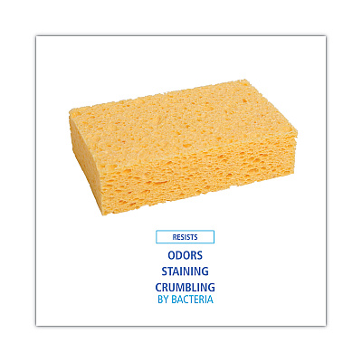 Boardwalk Medium Cellulose Sponge, 3.67 x 6.08, 1.55" Thick, Yellow, 24/Carton (BWKCS2)