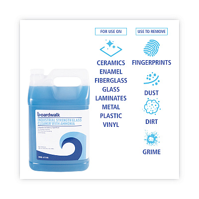 Boardwalk Industrial Strength Glass Cleaner with Ammonia, 1 gal Bottle (BWK4714AEA)
