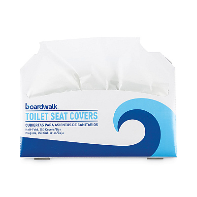 Boardwalk Premium Half-Fold Toilet Seat Covers, 14.17 x 16.73, White, 250 Covers/Sleeve, 10 Sleeves/Carton (BWKK2500B)
