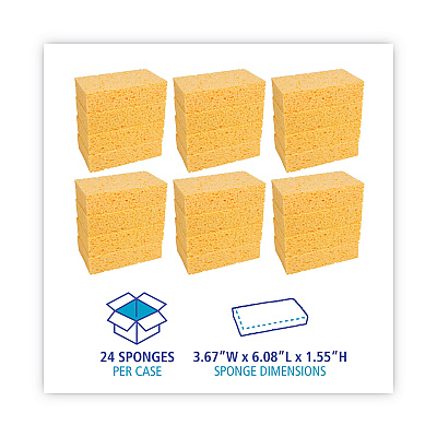 Boardwalk Medium Cellulose Sponge, 3.67 x 6.08, 1.55" Thick, Yellow, 24/Carton (BWKCS2)