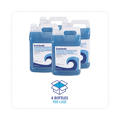 Boardwalk Industrial Strength Glass Cleaner with Ammonia, 1 gal Bottle, 4/Carton (BWK4714A)
