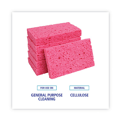 Boardwalk Small Cellulose Sponge, 3.6 x 6.5, 0.9" Thick, Pink, 2/Pack, 24 Packs/Carton (BWKCS1A)