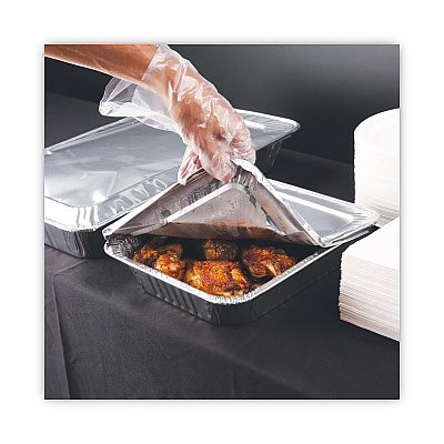 Boardwalk Aluminum Steam Table Pan Lids, Fits Half-Size Deep Pan, 290 Gauge, 0.63" Deep, 10.5 x 12.81, 100/Carton (BWKLIDSTEAMHF)