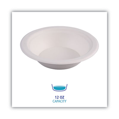 Boardwalk Bagasse Dinnerware, Bowl, 12 oz, White, 1,000/Carton (BWKBOWLWF12)