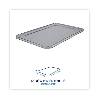 Boardwalk Aluminum Steam Table Pan Lids, Fits Full-Size Deep Pan, 380 Gauge, 0.63" Deep, 12.88 x 20.81, 50/Carton (BWKLIDSTEAMFL)