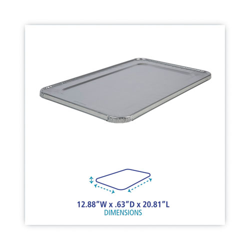 Boardwalk Aluminum Steam Table Pan Lids, Fits Full-Size Pan, Deep,12.88 x 20.81 x 0.63, 50/Carton (LIDSTEAMFL)