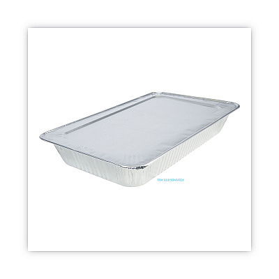 Boardwalk Aluminum Steam Table Pan Lids, Fits Full-Size Deep Pan, 380 Gauge, 0.63" Deep, 12.88 x 20.81, 50/Carton (BWKLIDSTEAMFL)