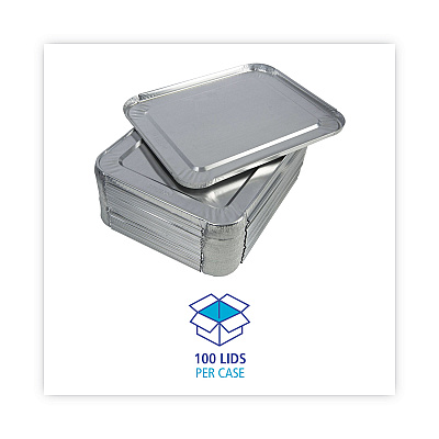 Boardwalk Aluminum Steam Table Pan Lids, Fits Half-Size Deep Pan, 290 Gauge, 0.63" Deep, 10.5 x 12.81, 100/Carton (BWKLIDSTEAMHF)