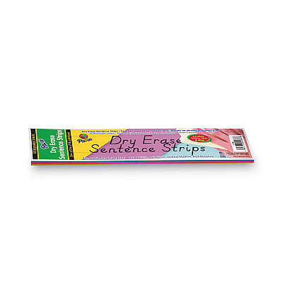 Pacon Dry Erase Sentence Strips, 12 x 3, Blue; Pink; Yellow, 30/Pack (PAC5188)
